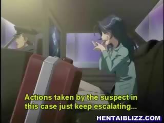 A gun in her mouth goes into hentai girls pussy wet