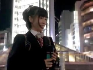 Japanese young female boards train for real chikan experience