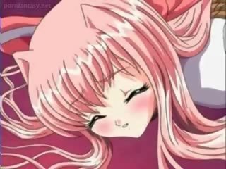 Chained anime femme fatale gets anal toy