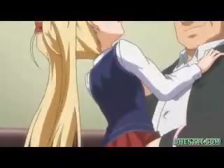Gjoksmadhe hentai i ri assfucked në the klasë