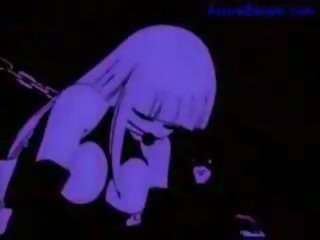 Mouthgagged 奴隶 年轻 女士 鞭打 在 该 夜总会 越来越 舔