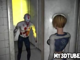3d мультиплікація білявка divinity отримувати трахкав по a зомбі