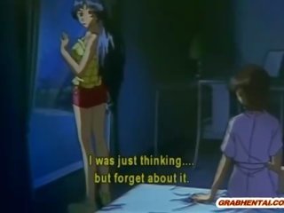 Bondage anime with muzzle gets electric shock