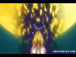 Fanget hentai tenåring blir dyp knullet lang tentakkel johnson