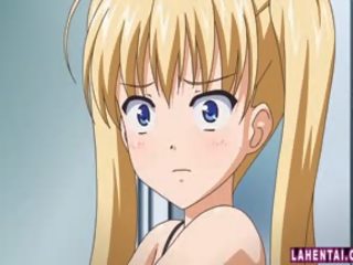 Bjonde hentai adoleshent merr të saj e lagur pidh pompohet e thellë