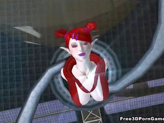 Vacker 3d rödhårig utlänning enchantress få körd hård