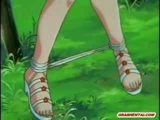 Anime teenager gets squeezed her süýji emjekler and hard poked