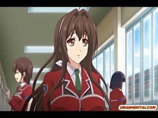 Prsatá japonská hentai dcera stojící v prdeli a creampi