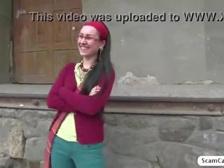 Excellent Lulu gets banged by the agent in the public and gets creampied