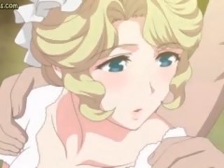 Anime Maid Jerks penis With Her Huge Boobs
