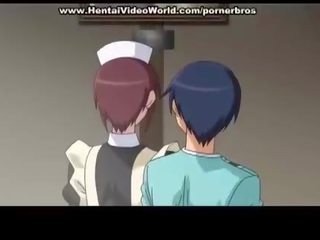 Dirty anime maid rides a hard dick