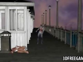 Грудаста 3d мультиплікація мед отримувати трахкав по a зомбі