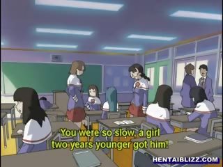 Cordata hentai amante difficile frugando in il biblioteca stanza