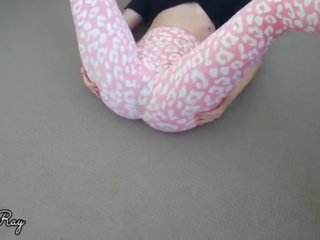 Attractive n Fit Step Sister launches Me Cum in Her groovy Yoga Pants - Cum in Lingerie and smooth Pussy