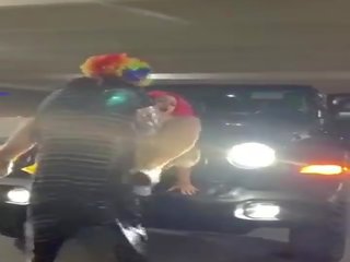 Pink hair street girl gets pounded on jeep