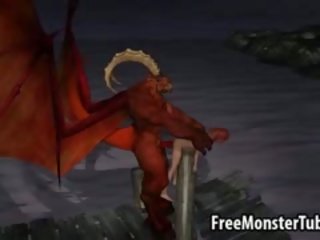 Tatlong-dimensiyonal komika beyb makakakuha ng fucked labas sa pamamagitan ng a winged demon