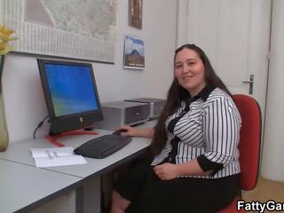 Fucking big belly office lover on the floor