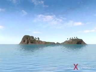 Млад черни жена прецака трудно от а огромен черни хуй на открито на а див остров