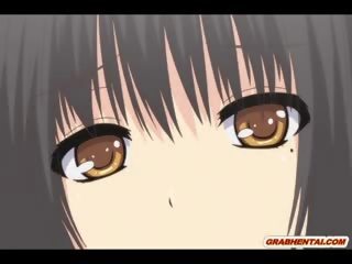 Ýapon anime lady gets squeezing her süýji emjekler and finger