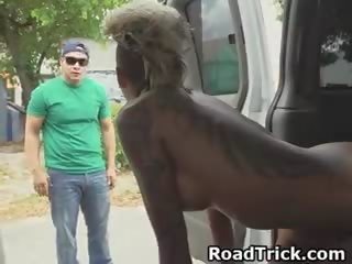 Punk Amateur fancy woman Taking Cumshot In Back Of Van