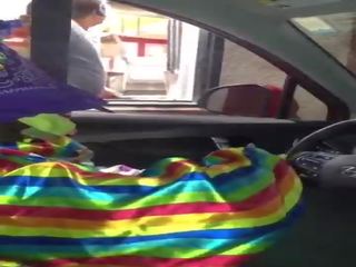 Clown gets manhood sucked while ordering food